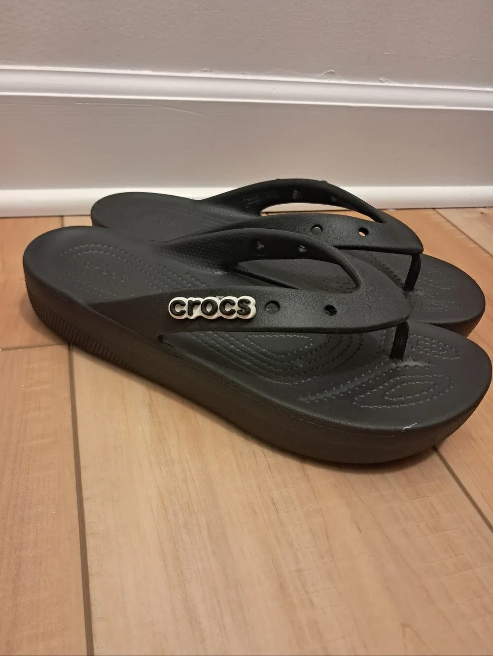 Crocs Flip Flops Women's 9 Black Getaway Platform Comfort Summer Vacation